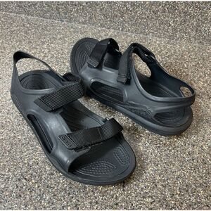 Crocs Swiftwater Black Sandal Women Sz 7 Snap Comfort Casual Open Toe Sling Back